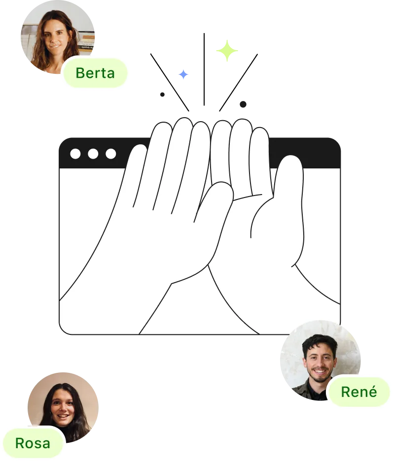 Berta, Rosa and René